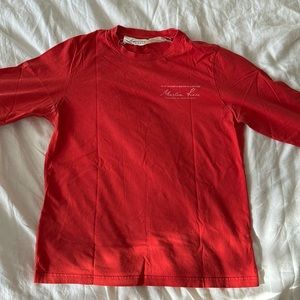 Martine Rose long sleeve red orange tee with logo